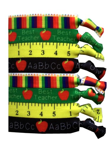 Appreciation Gift for Teachers - Back to School and Birthday Present - 8 Piece Hair Ties Set for Women Educators