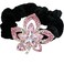 Jeweled Flower Black Elastic Hair Tie Scrunchies - Set of 3-1 has Clear, 1 has Pink &amp; 1 has Blue Crystal Rhinestone Jewels - Long Hair Accessories