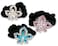 Jeweled Flower Black Elastic Hair Tie Scrunchies - Set of 3-1 has Clear, 1 has Pink &amp; 1 has Blue Crystal Rhinestone Jewels - Long Hair Accessories