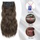 Long Wavy Clip in Synthetic Hair Extension Chestnut Brown 4pc Thick Hairpieces Double Weft Natural Hair Extensions 20inch for women(20INCH, 8/10)