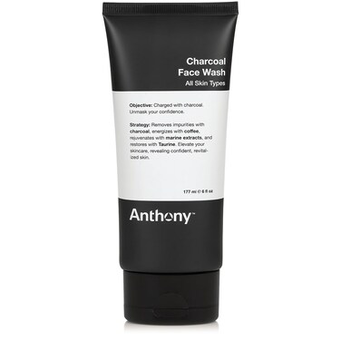 Anthony Charcoal Face Wash, 6 Fl Oz - Detoxifies, Energizes, Rejuvenates &amp; Protects with Coffea Arabica, Taurine &amp; Marine Extracts - Sulfate &amp; Paraben-Free Skincare for Men