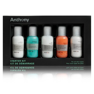 Anthony Starter Kit, 5 Count, Glycolic Facial Cleanser, Facial Scrub, All Purpose Facial Moisturizer, Invigorating Rush Hair &amp; Body Wash, Shave Cream