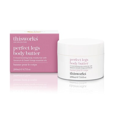 THISWORKS Perfect Legs Body Butter, Moisturising Body Cream with Geranium and Sweet Orange Essential Oils, Hyaluronic Acid and Shea Butter, 200ml   7.6 Ounce