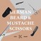 Ontaki 5 Inch German Beard &amp; Mustache Trimming Scissors, 2 Combs (Beard + Mustache) with Pouch, Hand-Forged 410C Steel, Finger Rest, Silver
