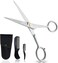 Ontaki 5 Inch German Beard &amp; Mustache Trimming Scissors, 2 Combs (Beard + Mustache) with Pouch, Hand-Forged 410C Steel, Finger Rest, Silver