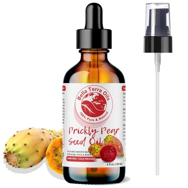 Bella Terra Oils - Prickly Pear Oil 4oz - Sourced from Pure Cactus Enclaves, Packed with Fatty Acids &amp; Flavonoids, Impeccable for Silken Skin