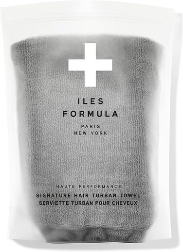 ILES FORMULA Haute Performance Hair Turban Towel - Fast Absorbing Microfiber Towel Wrap, Reduces Hair Static, Frizz, and Breakage, Grey