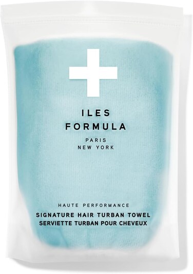 ILES FORMULA Haute Performance Hair Turban Towel - Fast Absorbing Microfiber Towel Wrap, Reduces Hair Static, Frizz, and Breakage, Limited Edition, Spa Blue