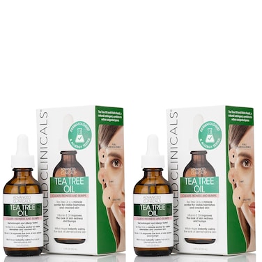 Advanced Clinicals Vegan Tea Tree Oil For Skin   Acne Patch Vegan Facial Serum   Targets Redness, Bumps, Breakouts, &amp; Acne Scars   Organic Pure Tea Tree Oil For Face W/Vitamin E &amp; Witch Hazel, 2pc