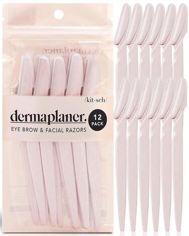 Kitsch Dermaplaning Tool - Face Razors for Women and Men, Eyebrow Trimmer and Face Shaver, Facial Hair Removal, Facial Razors for Women and Men, Dermaplane Razor - 12pc, Blush