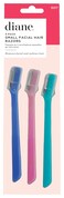 Diane D217 Small Eyebrow Facial Hair Shaper Trimmer, Dermaplaning Razor - 3 Pack