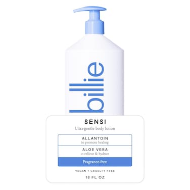 Billie Sensi Ultra-Gentle Women's Body Lotion, Fragrance-Free, Allantoin &amp; Aloe Vera, 18 fl oz