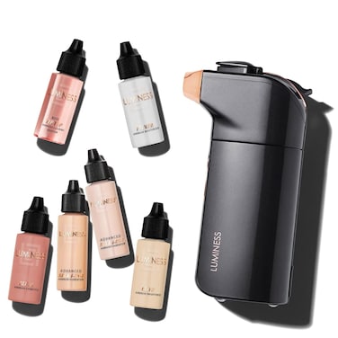 Luminess BREEZE DUO Airbrush Makeup System, Fair Coverage &ndash; 9-Piece Kit includes 2x Silk Airbrush Foundation, Soft Rose Blush, Glow Highlighter, Moisturizer Primer, and Airbrush Cleaning Solution