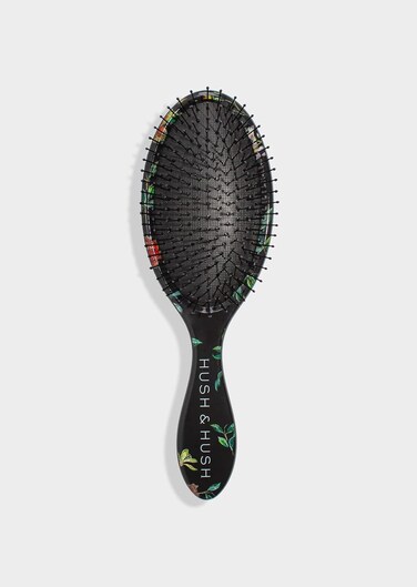 Hush &amp; Hush - Floral Hair Brush - Strong Hair Brushes for Women with Thick Hair - Hair Detangler Paddle Brush a Smooth Shine - Strong Bristle Brush for Curly Hair &amp; Straight Hair - Floral Hair Brush