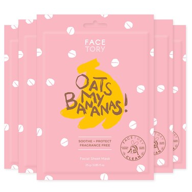 FACETORY K Beauty Face Mask Skin Care - OATS MY BANANAS CALMING Sheet Mask with Oat Extract   Milky Essence Soothes &amp; Moisturizes (5 Pack)