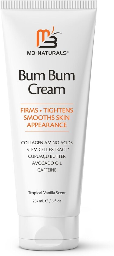 Bum Bum Cream with Lemon Vanilla Scent 2-in-1 Skin Care Cellulite Cream and Massage Lotion - Non-Greasy Skin Tightening Cream for Firm Butt, Belly &amp; Thighs with Cupua&ccedil;u Collagen and Caffeine - 8 Fl Oz