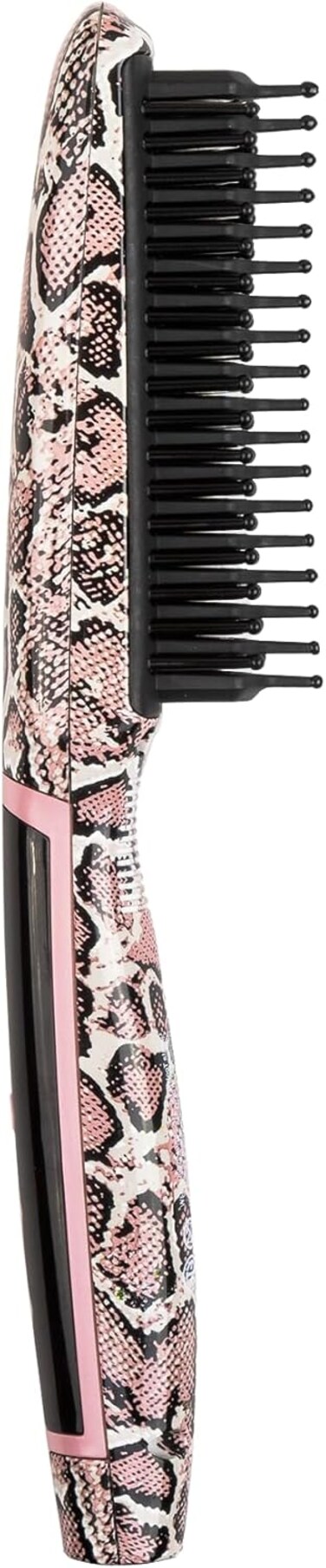 Calista Triangl Pro Heated Detailer Brush, Smoothing, Anti-Frizz Professional Heat Styling Brush, Burn-Free Firm Bristles, Ionic and Ceramic Technology, 5 Heat Settings (11", Snakeskin)