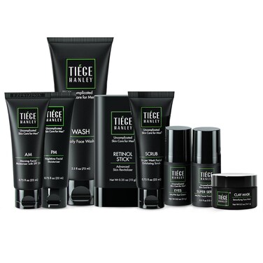 Tiege Hanley Mens Skin Care Set, Rejuvenation Skin Care Routine for Men (System Level 5) - Men's Skincare Set Face Wash, Scrub, Moisturizer, Eye Cream, Serum, Clay Mask, Retinol Stick &amp; PM Moisturizer