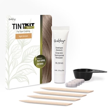 Godefroy Powered by Henna - Tint Kit 4 Applications   Light Brown   Spot Hair Color Powered by Natural Henna