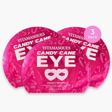 Vitamasques Candy Cane Vitamin C Eye Mask 3 Pack - Korean Skin Care Eye Mask with Aloe Vera to Reduce Puffy Eyes