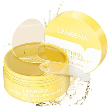 LANBENA Under Eye Patches (30 Pairs) - Gold Under Eye Mask Retinol &amp; Collagen, Under Eye Mask for Face Care, Eye Masks for Dark Circles and Puffiness, Under Eye Masks for Beauty &amp; Personal Care