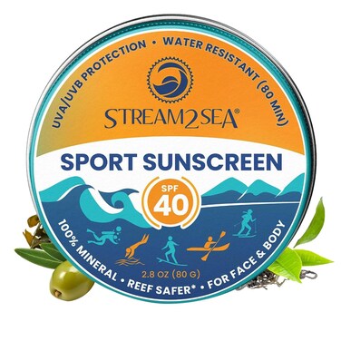 STREAM2SEA Sunscreen Balm in Tin, SPF40 Reef Safe Mineral Sunscreen, Face &amp; Body Biodegradable Sunscreen, Natural Organic Unscented Travel Size Reef Safe Sunscreen with Zinc Oxide, 2.8 oz