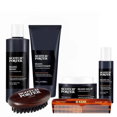 Scotch Porter Ultimate Beard Collection &ndash; Cleanse, Moisturize, Soothe &amp; Style while Encouraging Growth for a Fuller/Healthier-Looking Beard &ndash; Includes Wash, Conditioner, Oil, Balm, Brush &amp; Comb