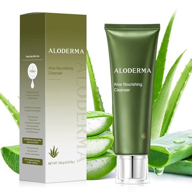 Aloderma Firming &amp; Nourishing Facial Wash Made with Organic Aloe Vera - Moisturizing Face Wash for Dry, Aging Skin, Replenishing Aloe Vera Facial Cleanser for Women &amp; Men - Hydrate, Rejuvenate, 4.2oz