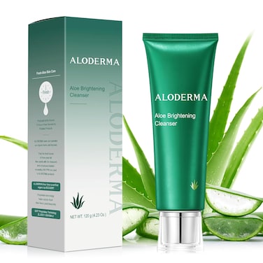 Aloderma Skin Brightening Face Cleanser Made with Organic Aloe Vera - Natural Brightening Daily Face Wash with Niacinamide &amp; Papaya for Radiant Skin Tone - Natural Formula for Everyday Use, 4.2oz