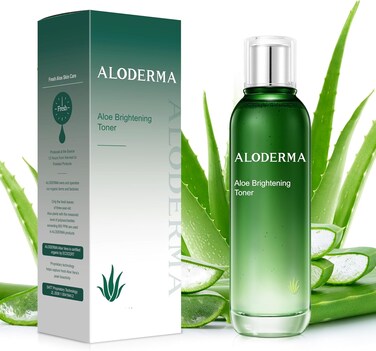 Aloderma Brightening Face Toner Made with 88% Organic Aloe Vera - Natural Aloe Vera Toner for Face with Hyaluronic Acid &amp; Niacinamide, Skin-Refining Toner to Brighten Skin, Aloe Skin Toner, 4.2 Oz