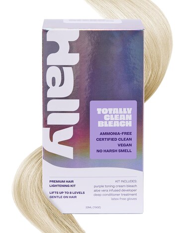 Bleach Kit by Hally Hair, Totally Clean Bleach - Hair Lightener Kit Includes Toning Cream Bleach &amp; Developer &amp; Conditioner - Gentle Nourishing Hair Bleaching Lifts Up to 8 Levels, Vegan &amp; Cruelty Free