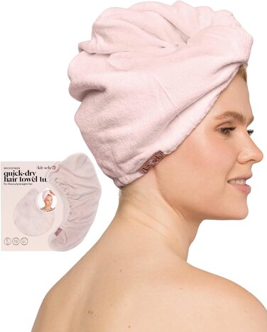 Kitsch Microfiber Hair Towel Wrap for Women - Microfiber Towel, Super Absorbent, Quick Dry, Anti-Frizz - for Long and Short Hairs, Turbans for Women, Hair Wrap - Blush