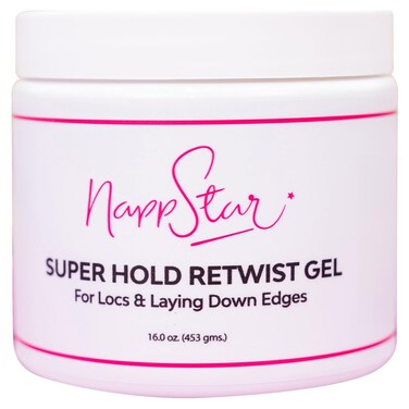 NappStar Super Hold Retwist Gel, Strong Hold for Locs and Edges, Non-Flaking, 16 Fl Oz