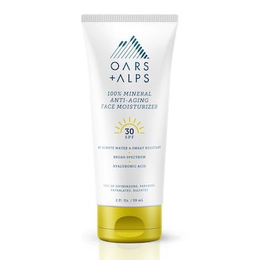 Oars + Alps Mineral SPF 30 Sunscreen and Anti-Aging Face Moisturizer with Hyaluronic Acid, Water and Sweat Resistant, Oil Free, TSA Friendly, 2 Fl Oz