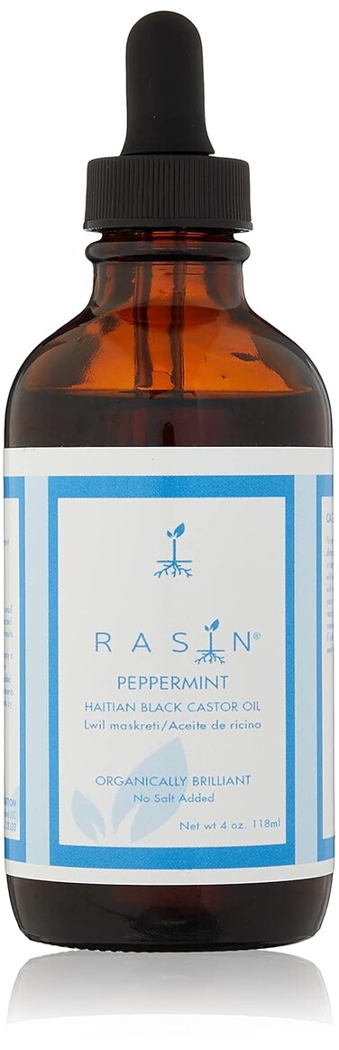 Rasin Castor Oil Organically Brilliant Black Castor Oil. (Peppermint, 4 Fl Oz)