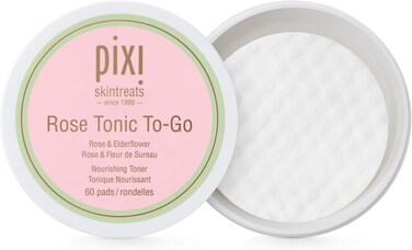 Pixi Rose Tonic to-Go, Nourishing Rose Flower Water, Toning &amp; Moisturizing, Alcohol-Free Daily Hydrating Toner Pads On The Go, 60 Pads