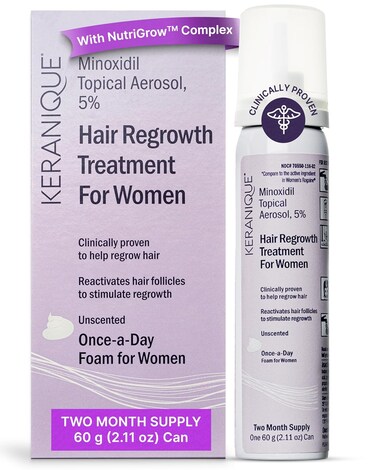 Keranique Women's 5% Topical Minoxidil Foam &ndash; Hair Regrowth Scalp Treatment with Powerful NutriGrow blend - Supports Thicker, Fuller, Healthier Hair &amp; Scalp