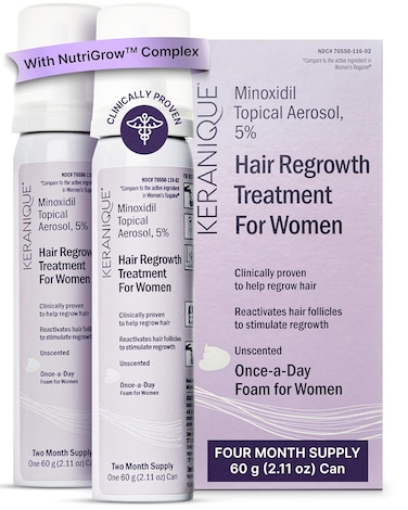 Keranique Women's 5% Topical Minoxidil Foam &ndash; Hair Regrowth Scalp Treatment with Powerful NutriGrow blend - Supports Thicker, Fuller, Healthier Hair &amp; Scalp 2 pack