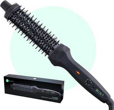 MINT Extra-Long 1 1/3 Inch Thermal Brush for Effortless Curls, Volume &amp; Waves   230-430&deg;F 2-Heater Ceramic Curling Iron Brush Creates Long-Lasting Styles   Heated Round Brush Styler