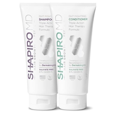 Shapiro MD Hair Growth Experts Hair Loss Shampoo and Conditioner, DHT Fighting Vegan Formula for Thinning Hair Developed by Dermatologists, Experience Healthier, 1 Month Supply