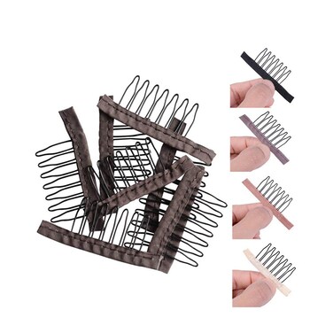 YANTAISIYU 24 Pcs/Lot Steel Wig Clips with Cloth Caps for Making Hairpieces and Wigs - Wig Accessories Tools (Dark Brown)