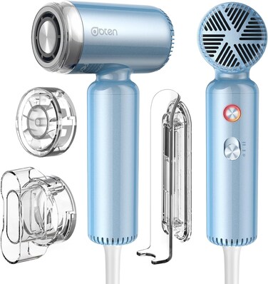 Mini Hair Dryer, High-Speed Blow Dryer with 110,000RPM Brushless Motor, Magnetic Diffuser, Negative Ionic Technology for Fast Drying, Compact &amp; Lightweight for Home &amp; Travel (Blue)