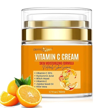 Vitamin C Moisturizing Cream - Organic Glowing Skin Anti-Aging, Rejuvenating, Boosting Collagen Hydrating for Dull, Dry &amp; Sensitive &amp; Oily Skin - 1.7 FL OZ.