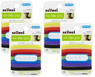 Scunci No-slip Grip Evolution Bright Jelly Ponytailers, 56-Count, Colors may vary