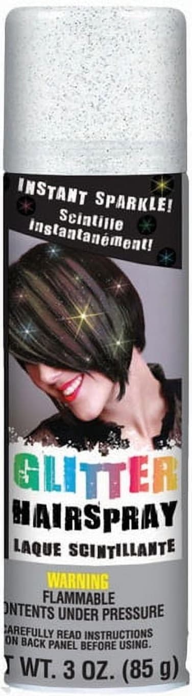 Silver Glitter Hair Spray Color - 3 oz. (1 Count) - Instantly Transforms Your Look, Ideal for Parties &amp; Cosplay