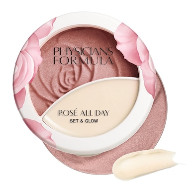 Physicians Formula Ros&eacute; All Day Set &amp; Glow Highlighter Face Makeup Powder Brightening Rose, Dermatologist Approved