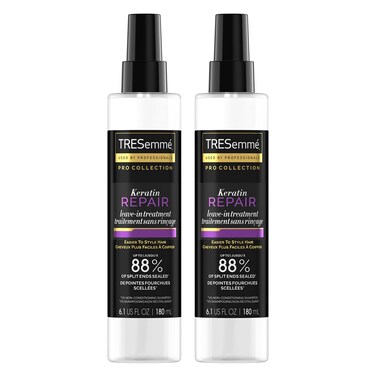 TRESemm&eacute; Hair Care Pro Collection Keratin Repair Leave in Conditioner Treatment, Visibly Seals Split Ends, Tames Flyaways for Healthy Looking Hair, 2 Pack - 6.1 Fl Oz Ea