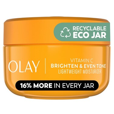 Olay Bright &amp; Even Vitamin C with Lactic Acid Face Moisturizer, 2 oz Lightweight Brightening Face Cream for Uneven Skin Tone, Recyclable Eco Jar Packaging, Value Size