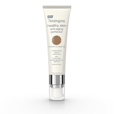 Neutrogena Healthy Skin Anti-Aging Perfector Tinted Facial Moisturizer and Retinol Treatment with Broad Spectrum SPF 20 Sunscreen with Titanium Dioxide, 60 Medium to Deep, 1 fl. oz