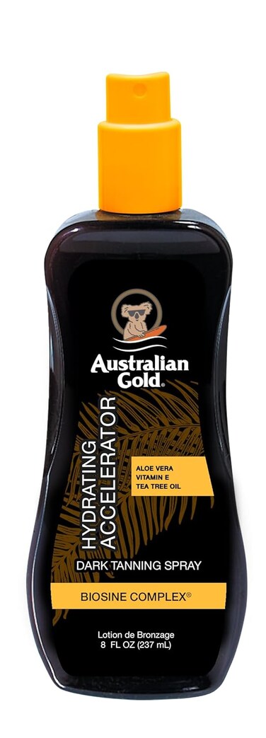 Australian Gold Dark Tanning Accelerator Spray Gel, 8 Ounce   Moisturize &amp; Hydrate Skin   New Packaging Same Great Formula (a70003)